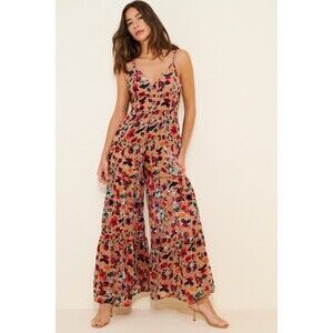Hutch Floral Burnout Velvet Jumpsuit 8P